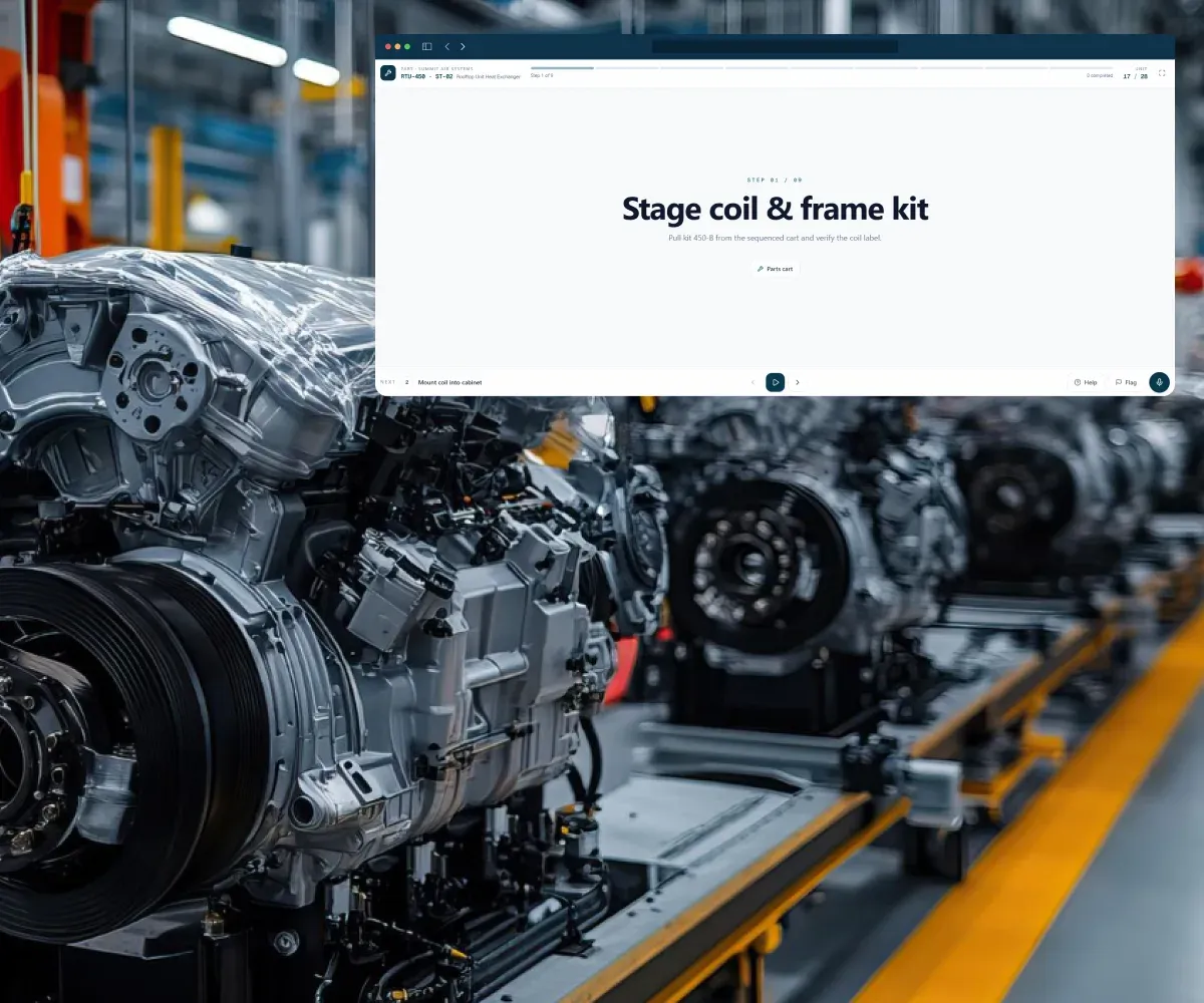 Engines moving down an assembly line