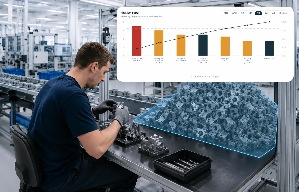 Inspection bench with parts accumulating in trays